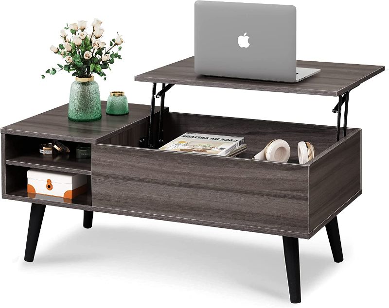 Photo 1 of WLIVE Lift Top Coffee Table with Storage for Living Room,Small Hidden Compartment and Adjustable Shelf,Mid Century, Modern ,Wood,Grey

