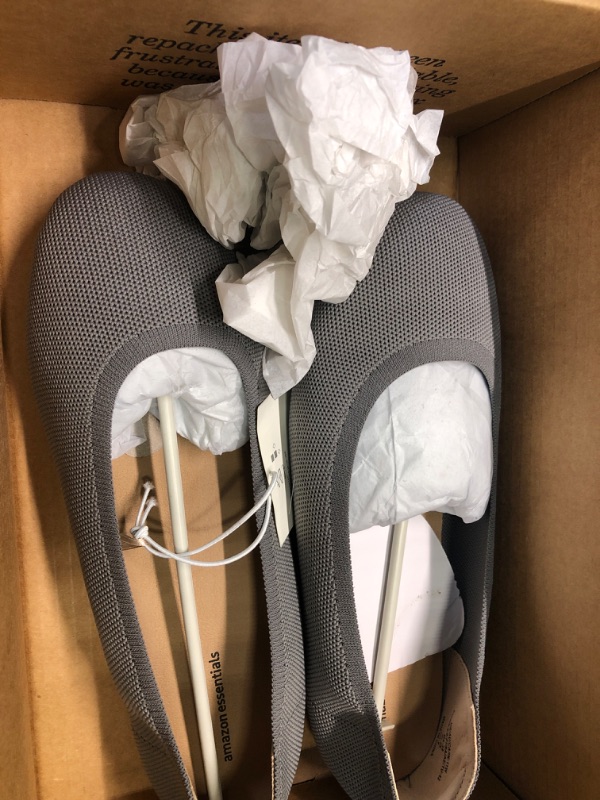 Photo 2 of Amazon Essentials Women's Knit Ballet Flat 11 Wide Light Grey