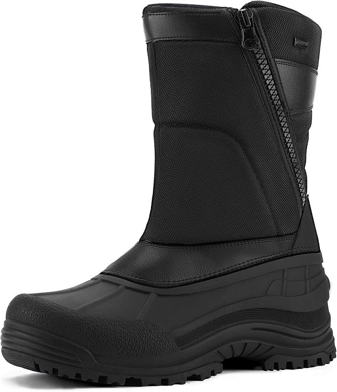 Photo 1 of mysoft Men's Winter Snow Boots Mid Calf Waterproof Insulated Fur Lined Warm Anti-Slip Zip Boot