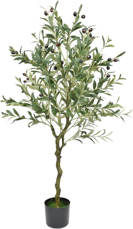 Photo 1 of Artiflr 4 Feet Artificial Olive Tree in Pot Artificial Silk Tree Olive Plant Fake Plant for Home House Indoor Outdoor Decor
