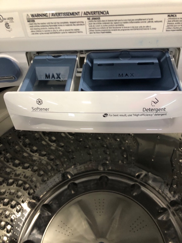 Photo 4 of WA50R5200AW Samsung 27" Large 5.0 cu. ft. Capacity Top Load Washer with Super Speed and Active WaterJet - White
