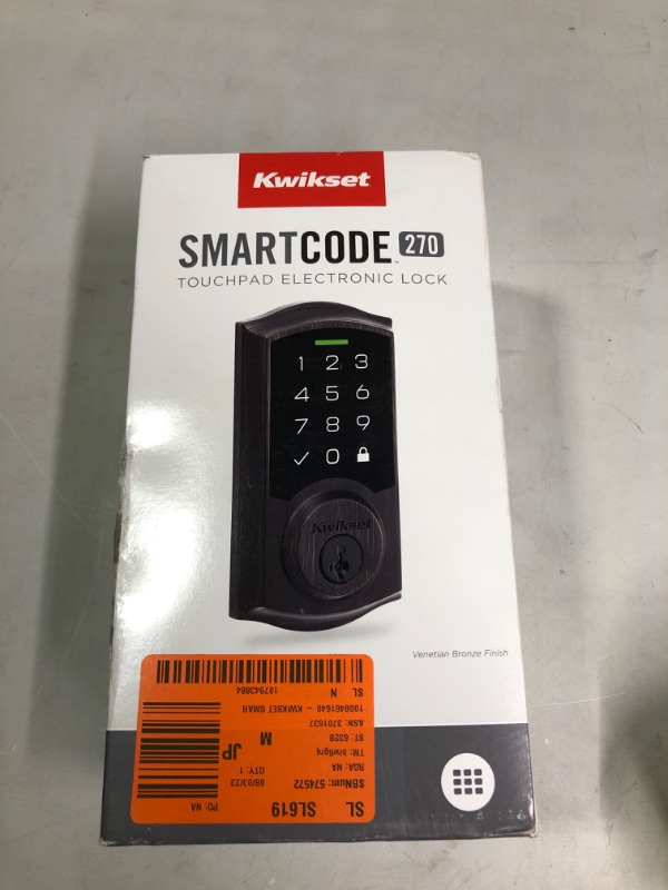 Photo 2 of Kwikset 9270TRL-11PS Traditional SmartCode Touchpad Electronic Deadbolt SmartKey Venetian Bronze Finish