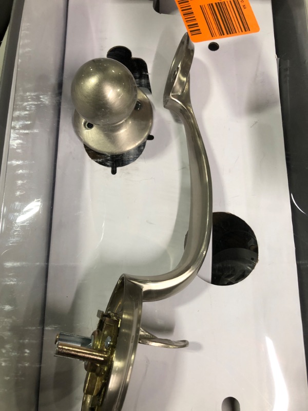 Photo 1 of Kwikset Dakota Satin Nickel Single Cylinder Door Handleset with Polo Door Knob Featuring SmartKey Security