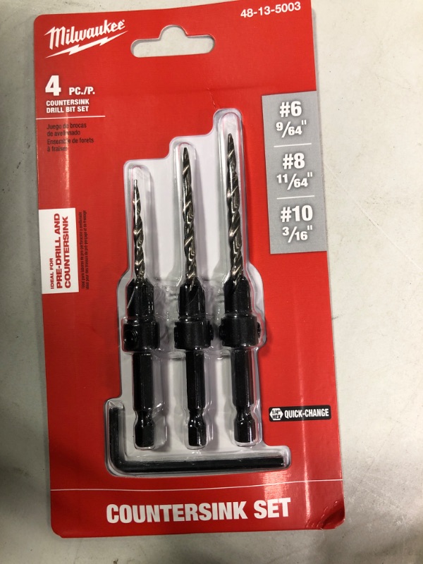 Photo 2 of Countersink Drill Bit Set #6, #8, #10, 3-Piece (DW2535)