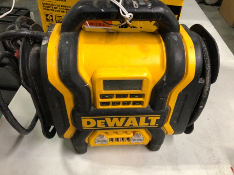 Photo 3 of DEWALT DXAEPS14 1600 Peak Battery Amp 12V Automotive Jump Starter/Power Station with 500 Watt AC Power Inverter, 120 PSI Digital Compressor, and USB Power , Yellow