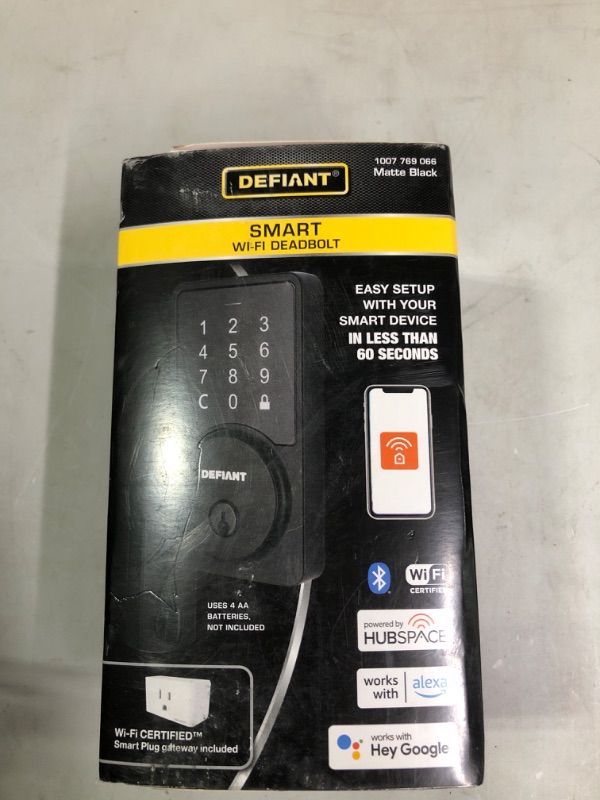 Photo 2 of Square Matte Black Smart Wi-Fi Deadbolt Powered by Hubspace