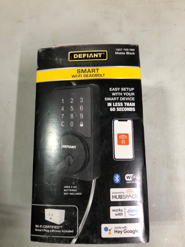 Photo 1 of Square Matte Black Smart Wi-Fi Deadbolt Powered by Hubspace