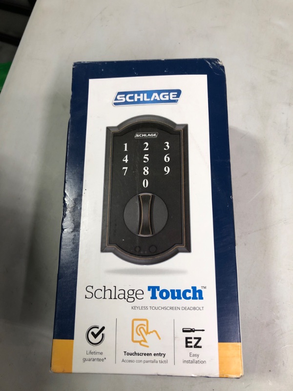 Photo 2 of SCHLAGE BE375 CAM 716 Camelot Touch Deadbolt, Aged Bronze & F10 Acc 716 CAM Accent Door Lever with Camelot Trim, Hall & Closet Passage Lock, Aged Bronze Aged Bronze Camelot+ HARDWARE,F10-ACC-CAM