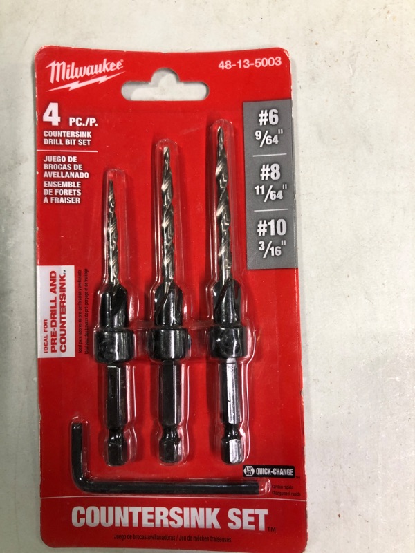 Photo 2 of Countersink Drill Bit Set #6, #8, #10, 3-Piece (DW2535
