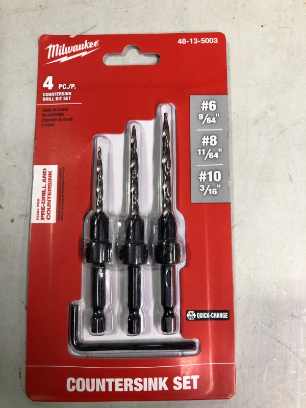 Photo 2 of Countersink Drill Bit Set #6, #8, #10, 3-Piece (DW2535
