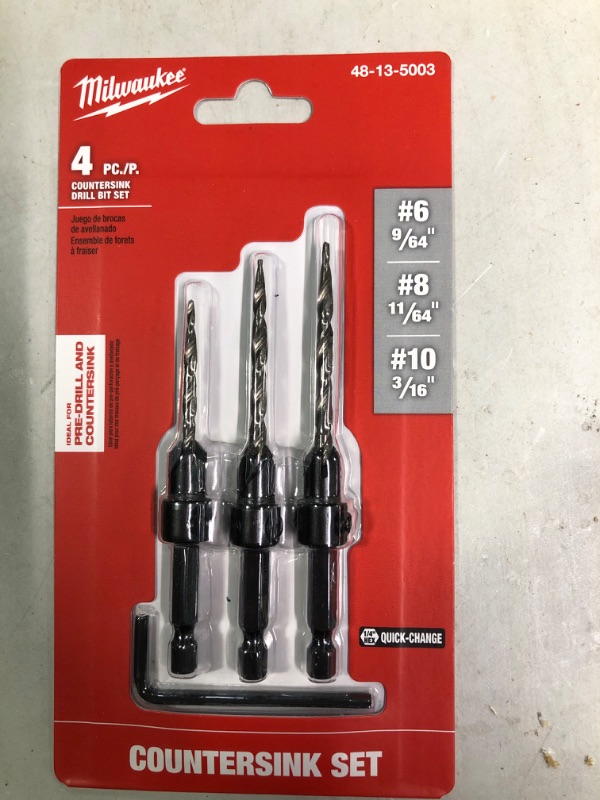 Photo 2 of Countersink Drill Bit Set #6, #8, #10, 3-Piece (DW2535
