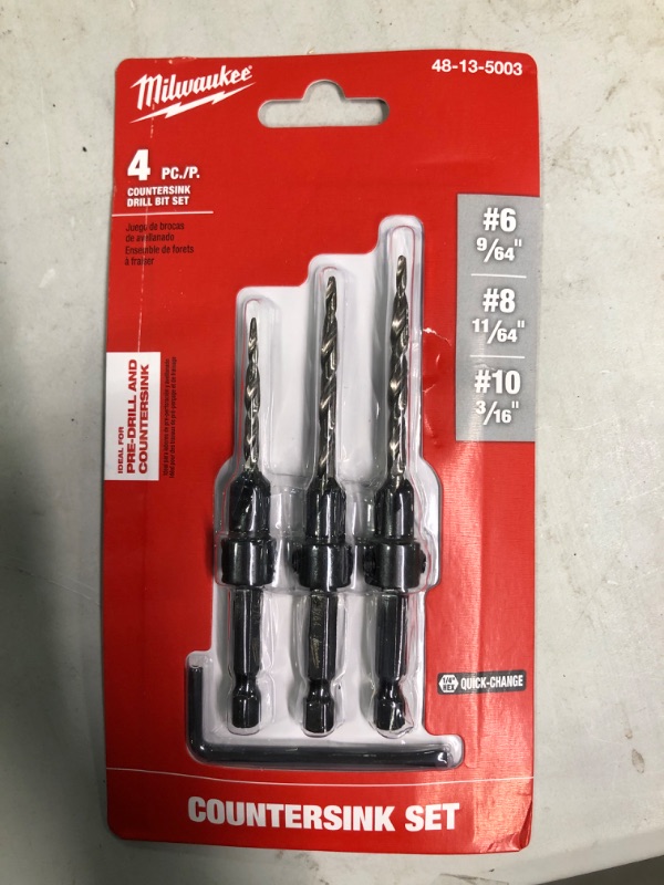 Photo 2 of Countersink Drill Bit Set #6, #8, #10, 3-Piece (DW2535
