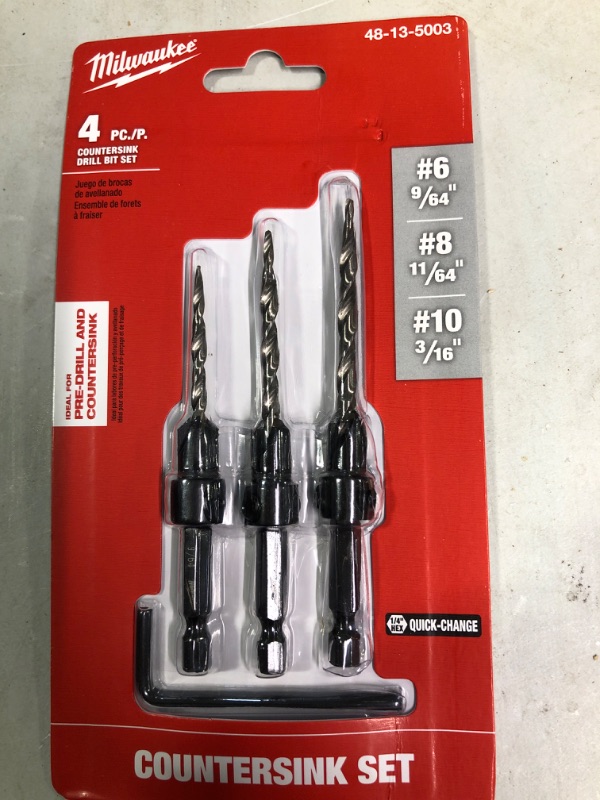 Photo 2 of Countersink Drill Bit Set #6, #8, #10, 3-Piece (DW2535
