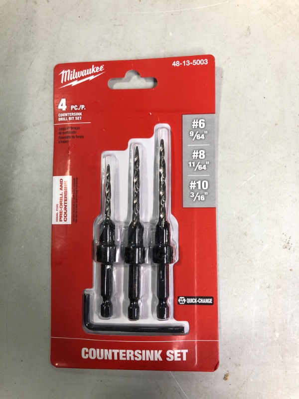 Photo 2 of Countersink Drill Bit Set #6, #8, #10, 3-Piece (DW2535
