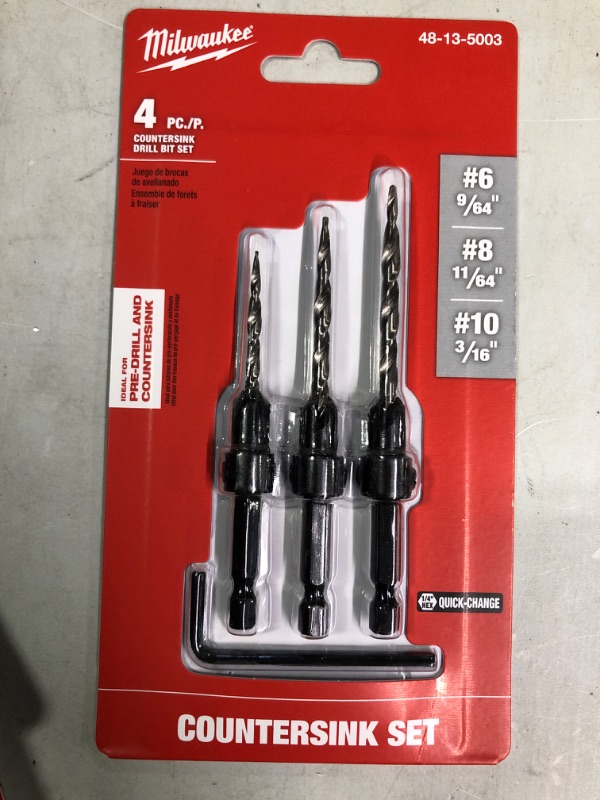 Photo 2 of Countersink Drill Bit Set #6, #8, #10, 3-Piece (DW2535
