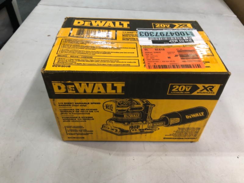 Photo 2 of DEWALT 20V MAX* XR Palm Sander, Sheet, Variable Speed, 1/4-Inch, Tool Only (DCW200B) Sander Only