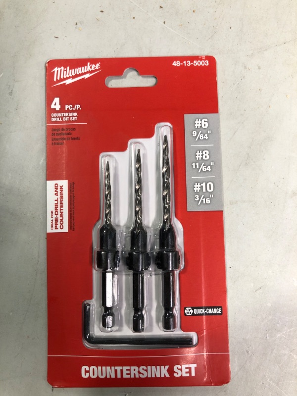 Photo 2 of Countersink Drill Bit Set #6, #8, #10, 3-Piece (DW2535
