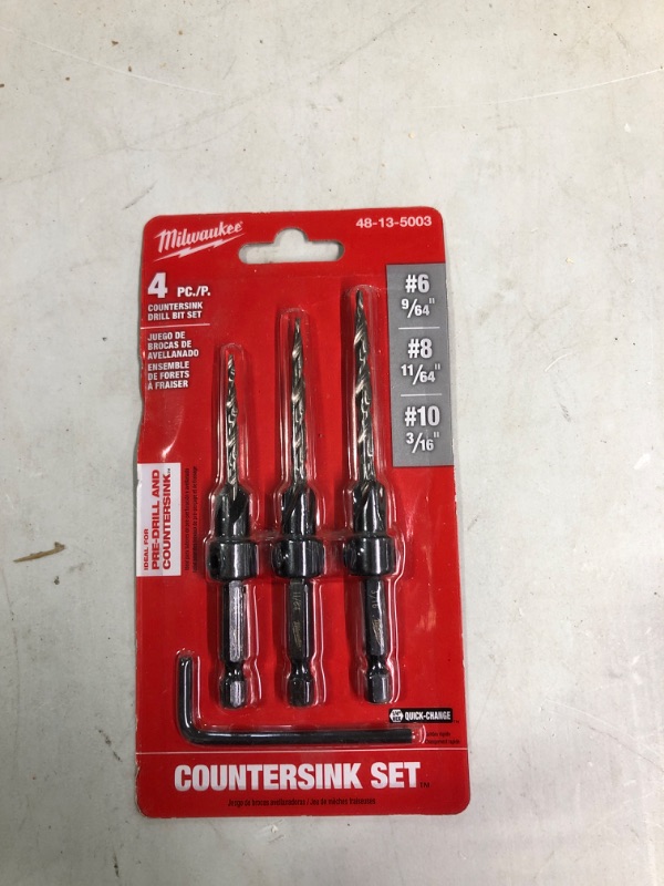 Photo 2 of Countersink Drill Bit Set #6, #8, #10, 3-Piece (DW2535
