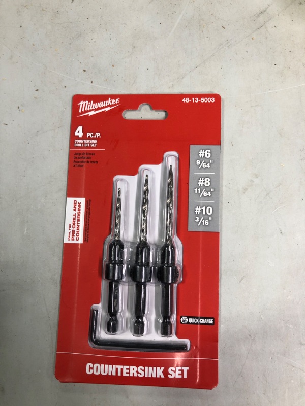 Photo 2 of Countersink Drill Bit Set #6, #8, #10, 3-Piece (DW2535
