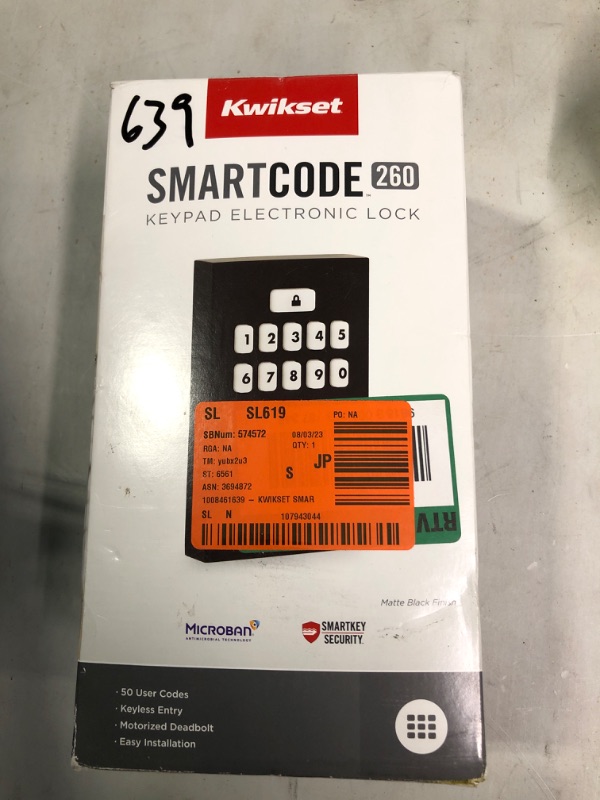 Photo 2 of Kwikset 9260CNT-514S Contemporary SmartCode Keypad Electronic Deadbolt SmartKey Matte Black Finish