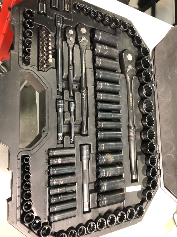 Photo 3 of Husky 1/4 in, 3/8 in. and 1/2 in. SAE Drive 100-Position Universal and Metric Mechanics Tool Set (105-Piece