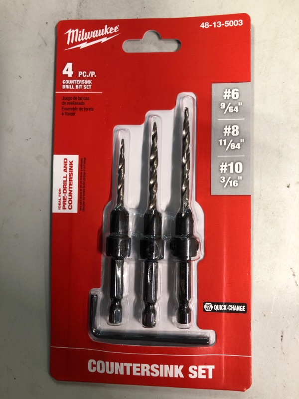 Photo 1 of Countersink Drill Bit Set #6, #8, #10, 3-Piece (DW2535)

