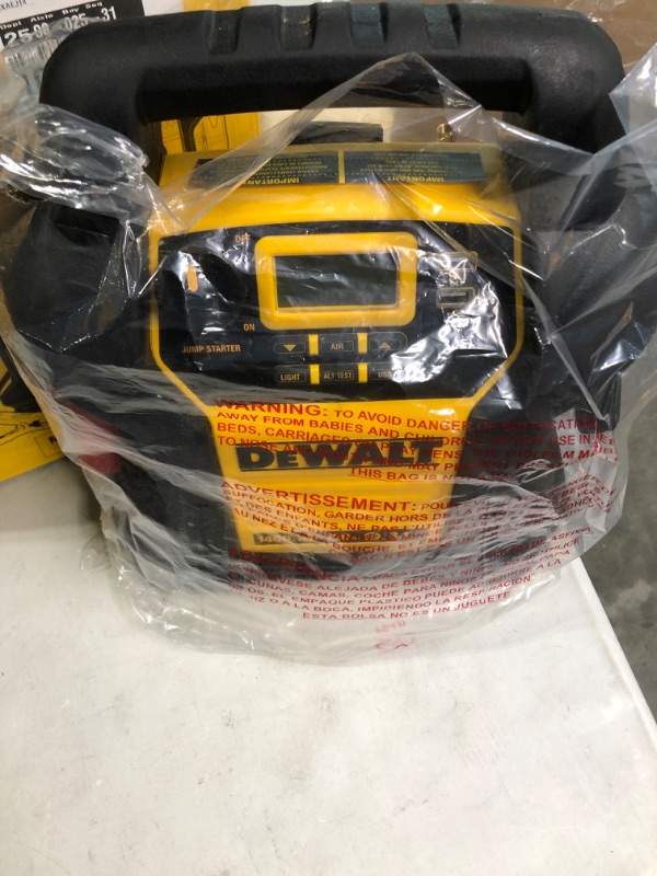 Photo 4 of DEWALT DXAEJ14 Digital Portable Power Station Jump Starter: 1400 Peak/700 Instant Amps, 120 PSI Digital Air Compressor, 3.1A USB Ports, Battery Clamps , Yellow