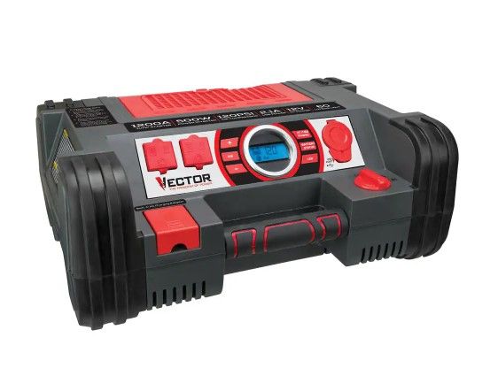 Photo 1 of 1200 Peak Amp Jump Starter, Dual Power Inverter, 120 PSI Air Compressor, USB Charging Port, Rechargeable
