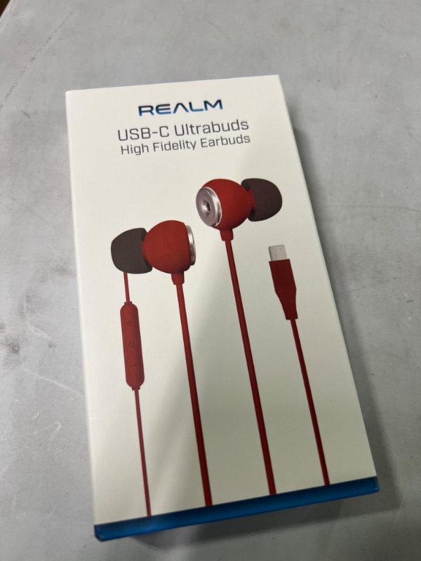 Photo 2 of Realm USB-C Earbuds, High Fidelity in Ear Headphones with Built in Microphone, Hands Free Calling & Track Controls, Compatible with Google, Samsung, Huawei & Other Type C Enabled Devices
