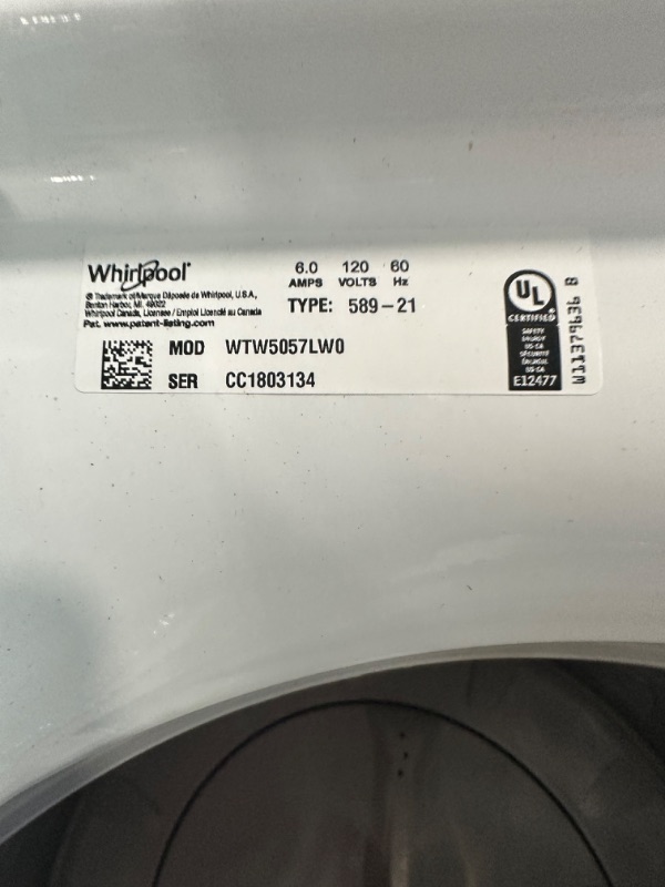 Photo 7 of Whirlpool 2 in 1 Removable Agitator 4.7-cu ft High Efficiency Impeller and Agitator Top-Load Washer (White)