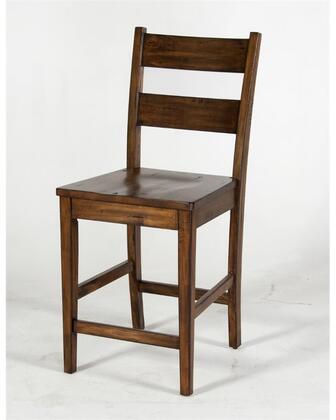 Photo 1 of  Ladderback Barstool with Wooden Seat, Stretchers and Tapered Legs in Vintage Mocha Finish