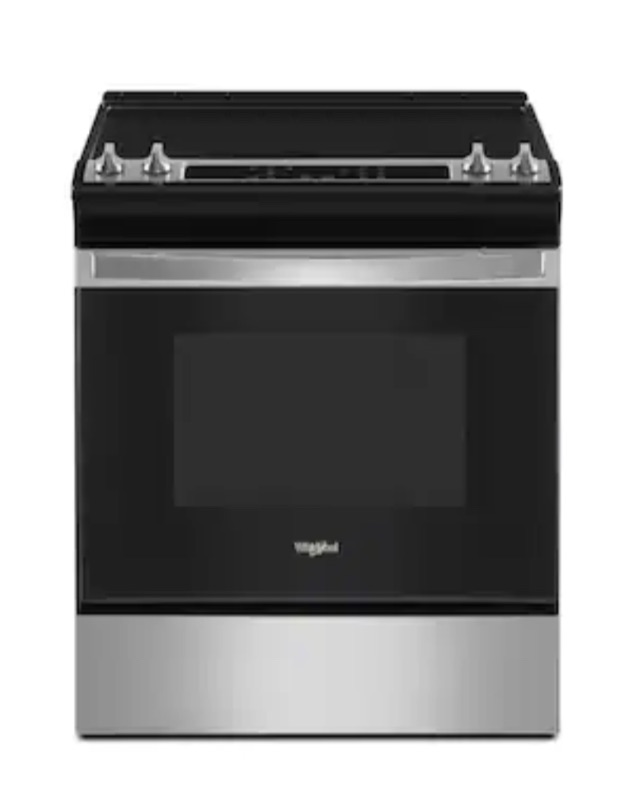 Photo 1 of Whirlpool 30-in Smooth Surface 4 Elements 4.8-cu ft Self-Cleaning Slide-in Electric Range (Stainless Steel)