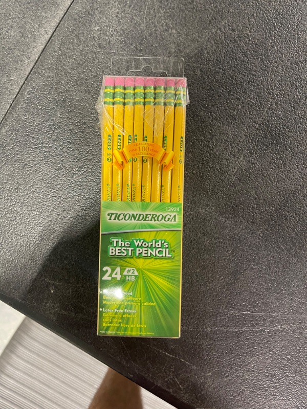 Photo 1 of Ticonderoga Wood-Cased Pencils, Unsharpened, 2 HB Soft, Yellow, 24 Count 24 Count (Pack of 1)