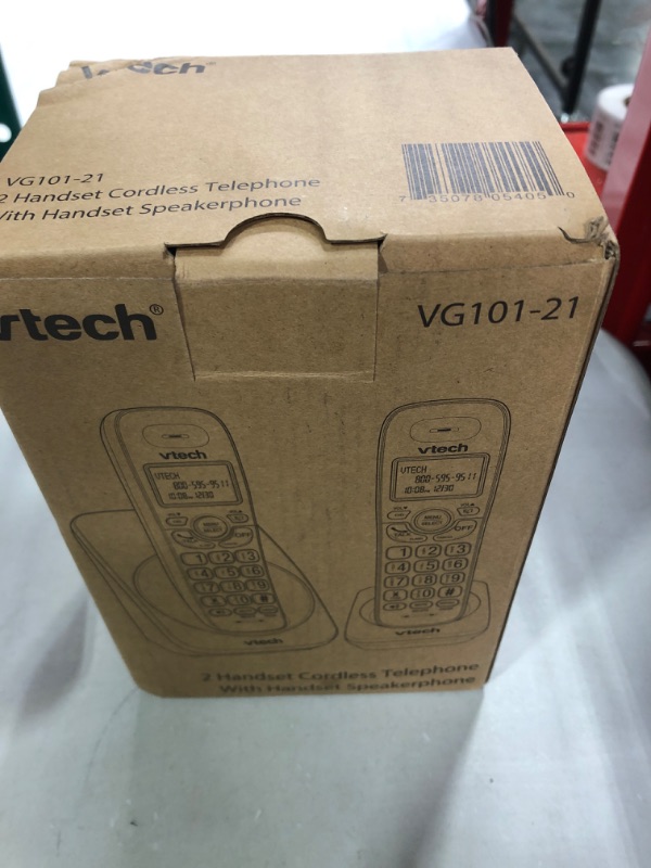 Photo 2 of VTECH VG101-21 DECT 6.0 2-Handset Cordless Phone for Home, Blue-White Backlit Display, Backlit Big Buttons, Full Duplex Speakerphone, Caller ID/Call Waiting, Easy Wall Mount, Reliable 1000 ft Range Caller ID with 2 handset Black