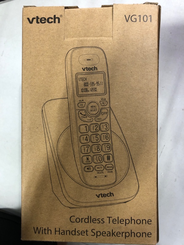 Photo 2 of VTech VG101 DECT 6.0 Cordless Phone for Home, Blue-White Backlit Display, Backlit Big Buttons, Full Duplex Speakerphone, Caller ID/Call Waiting, Easy Wall Mount, Reliable 1000 ft Range (White/Grey) Caller ID White