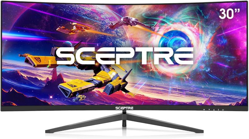 Photo 1 of Sceptre 30-inch Curved Gaming Monitor 21:9 2560x1080 Ultra Wide/ Slim HDMI DisplayPort up to 200Hz Build-in Speakers, Metal Black (C305B-200UN1)
