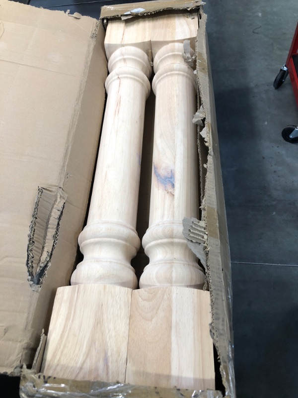 Photo 2 of 35 1/2-inch H 5-inch W 5-inch D Cabinet Columns, La Vane Set of 2 Traditional Unfinished Rubber Wood Replacement Countertop Legs for Large Dining Table & Kitchen Table 5"W x 5"D x 35 1/2"H