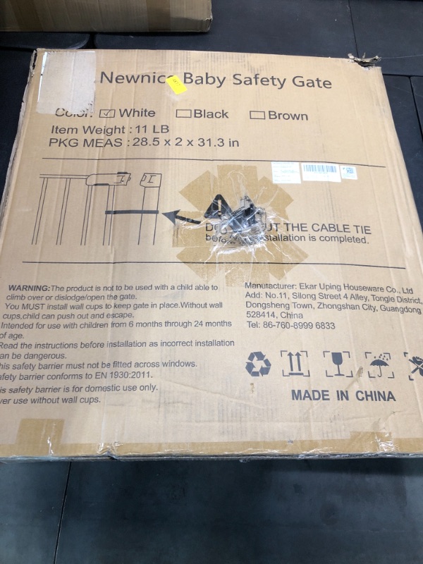 Photo 5 of Newnice 40.6" -29.7" Auto Close Baby Gate with Small Cat Door, Easy Walk Thru & Durable Dog Pet Gates for Stairs, Doorway, House, Pressure Mounted Safety Child Gate Includes 4 Wall Cups 29.7-40.6" with Cat Door