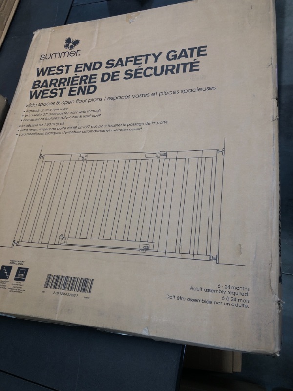 Photo 5 of Summer West End Safety Baby Gate, Honey Oak Stained Wood with Slate Metal Frame – 30” Tall, Fits Openings up to 36” to 60” Wide, Baby and Pet Gate for Wide Spaces and Open Floor Plans