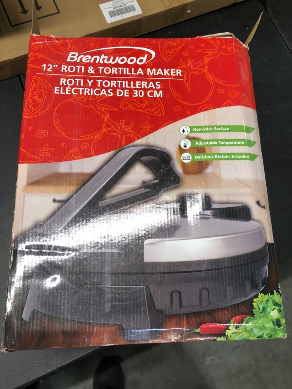 Photo 4 of Brentwood TS-129 Stainless Steel Non-Stick Electric Tortilla Maker, 12-Inch