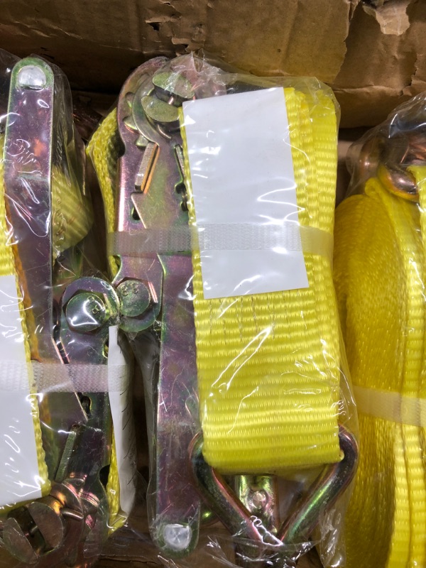 Photo 1 of Autofonder Ratchet Tie Down Strap - 4 Pack 2" x 27' Heavy Duty Ratchet Straps with Aluminum Handle, Cargo Straps for Moving Appliances, Lawn Equipment, Motorcycle in a Truck Heavy Cargo Hauling(3333lbs)