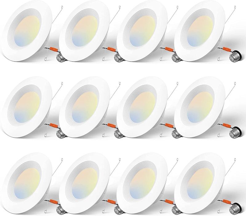 Photo 1 of Amico 5/6 inch 5CCT LED Recessed Lighting 12 Pack, Dimmable, IC & Damp Rated, 12.5W=100W, 950LM Can Lights with Baffle Trim, 2700K/3000K/4000K/5000K/6000K Selectable, Retrofit Installation - ETL & FCC