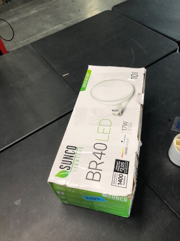 Photo 1 of Sunco Lighting 10 Pack BR40 LED Light Bulbs, Indoor Flood Light, Dimmable, 5000K Daylight, 100W Equivalent 17W, 1400 LM, E26 Base, Recessed Can Light, High Lumen, Flicker-Free - UL & Energy Star