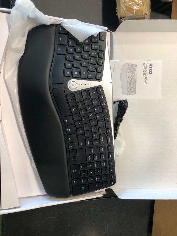 Photo 2 of Nulea Ergonomic Keyboard, Wired Split Keyboard with Pillowed Wrist and Palm Support, Featuring Dual USB Ports, Natural Typing Keyboard for Carpal Tunnel, Compatible with Windows/Mac