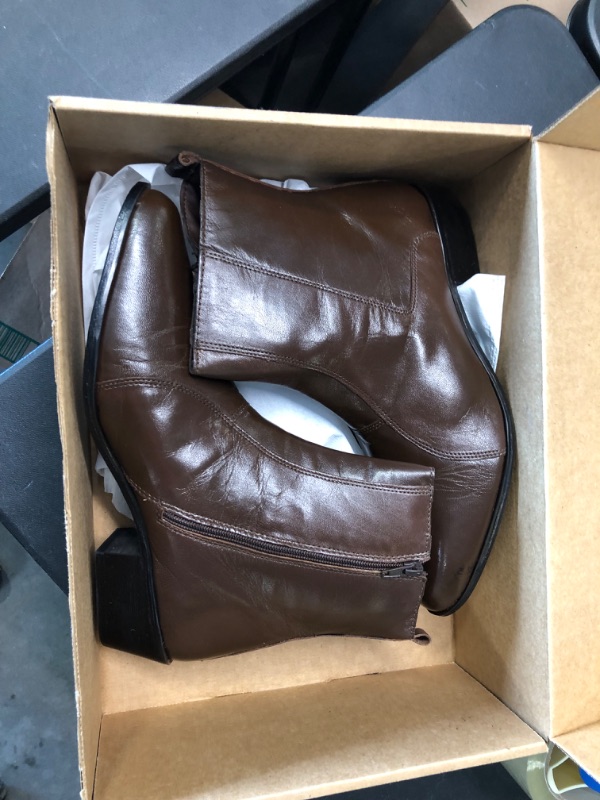 Photo 1 of Stacy Adams Men's Santos Plain-Toe Side Zipper Boot 11.5 Cognac