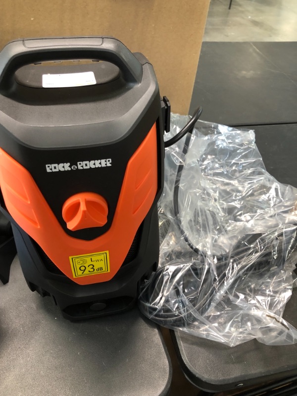 Photo 4 of (New Model) Rock&Rocker Powerful Electric Pressure Washer, 1950PSI Max 1.58 GPM Power Washer with Hose Hook, 4 Quick Connect Nozzles, Soap Tank, IPX5 Car Wash Machine for Home/Car/Driveway/Patio Clean
--FACTORY PACKAGE--