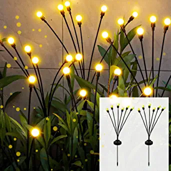 Photo 1 of 2 Pack Solar Garden Lights, Solar Powered Firefly Lights Outdoor Waterproof, Solar Starburst Swaying Lights When Wind Blows, Solar Outdoor Decor Light for Landscape, Pathway, Yard, Patio(Warm White)
