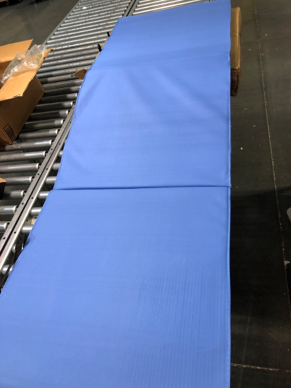 Photo 1 of BalanceFrom 1.5" Thick Three Fold Folding Exercise Mat with Carrying Handles for MMA, Gymnastics and Home Gym Blue Regular