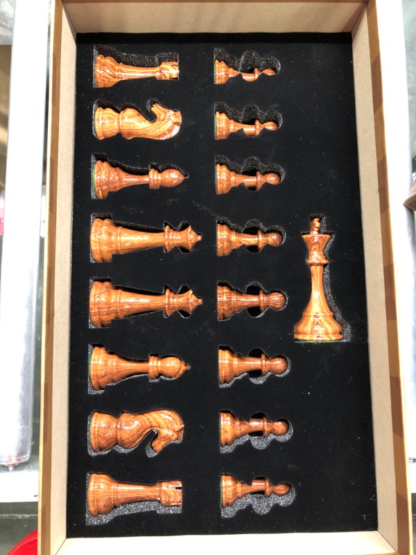 Photo 5 of AMEROUS High Polymer Weighted Chess Pieces with 4.25'' King - 2 Extra Queens - Gift Package, Standard Tournament Chessmen for Chess Board or Replacement of Missing Pieces (Chess Pieces Only)