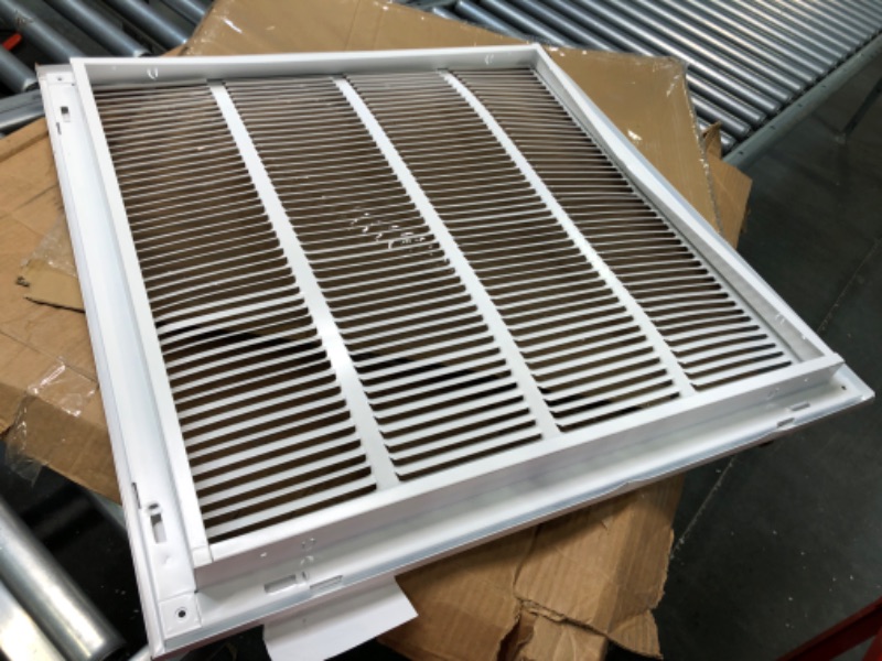 Photo 4 of 24" X 24" Steel Return Air Filter Grille for 1" Filter - Fixed Hinged - Ceiling Recommended - HVAC DUCT COVER - Flat" Stamped Face - White [Outer Dimensions: 26.5 X 25.75] 24 X 24